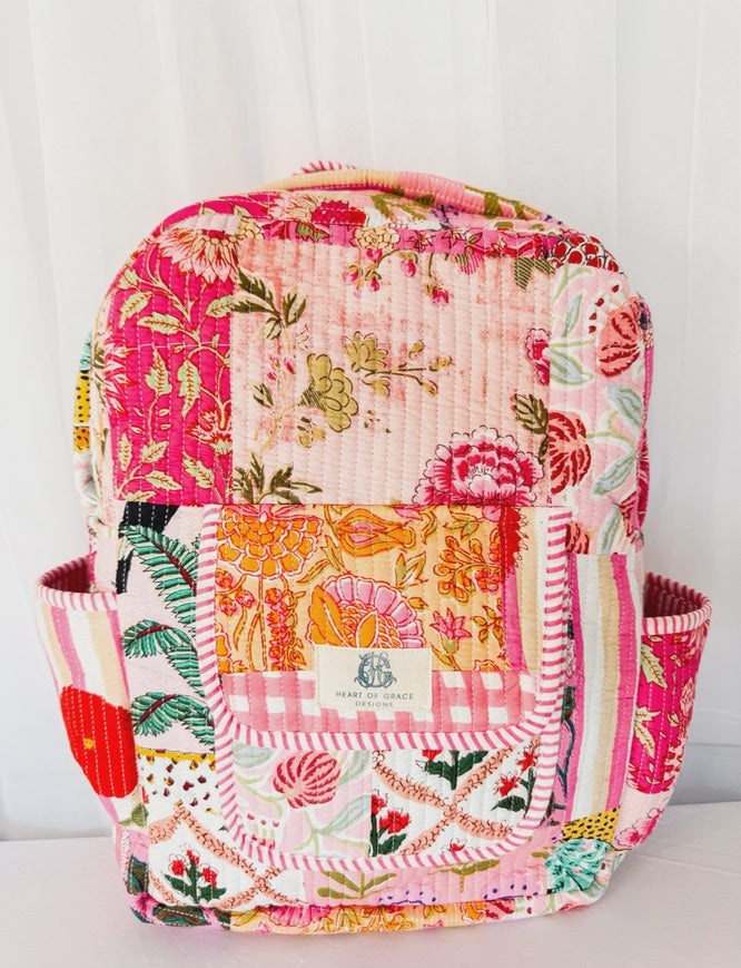 Pink City Quilted Backpack