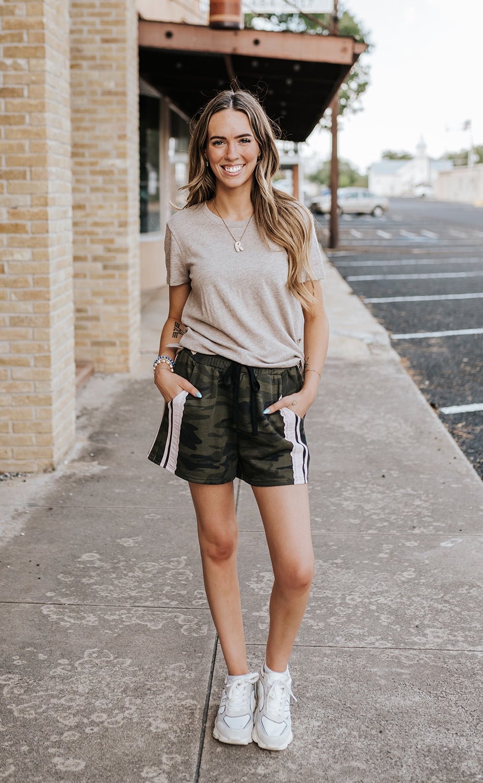 Camo Terry/Lace Drawstring Shorts IB1938S-05 - Southern Soule Designs