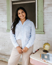 Campus Blue Striped Galina Long Sleeve Top - Southern Soule Designs