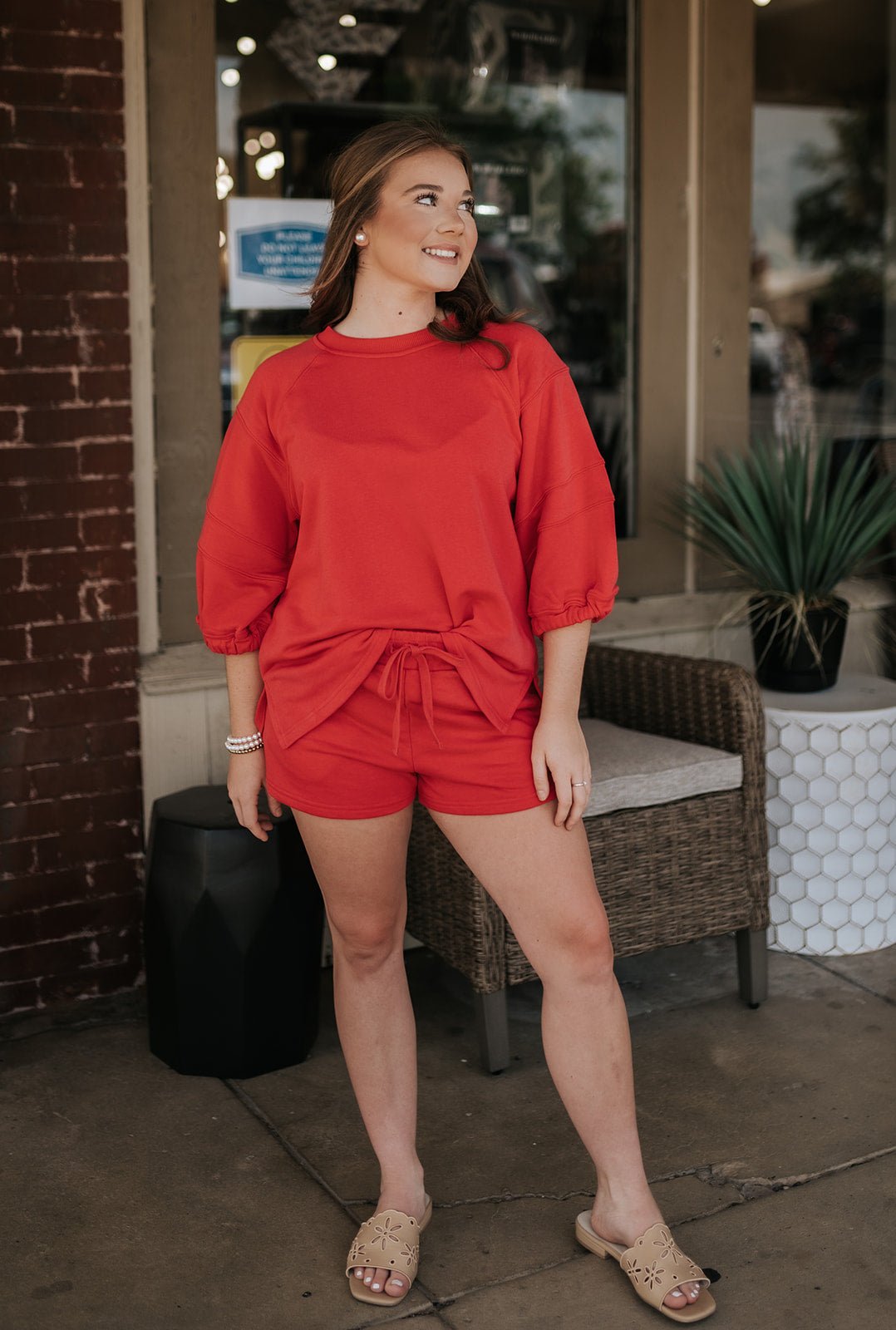 Candy Red French Terry Shorts P6447 - Southern Soule Designs