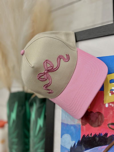 Canvas Pink Bow Cap - Southern Soule Designs