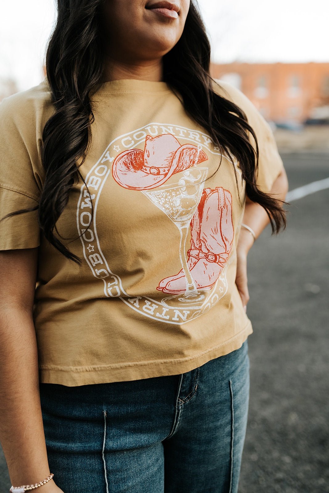 Caramel Cowboy Cocktail Club Hi - Lo Tee 10028 - 335 - Southern Soule Designs