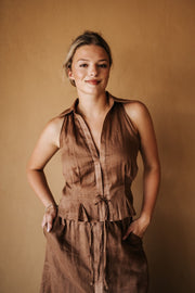 Caramel Halter Collared Top RA11634 - Southern Soule Designs