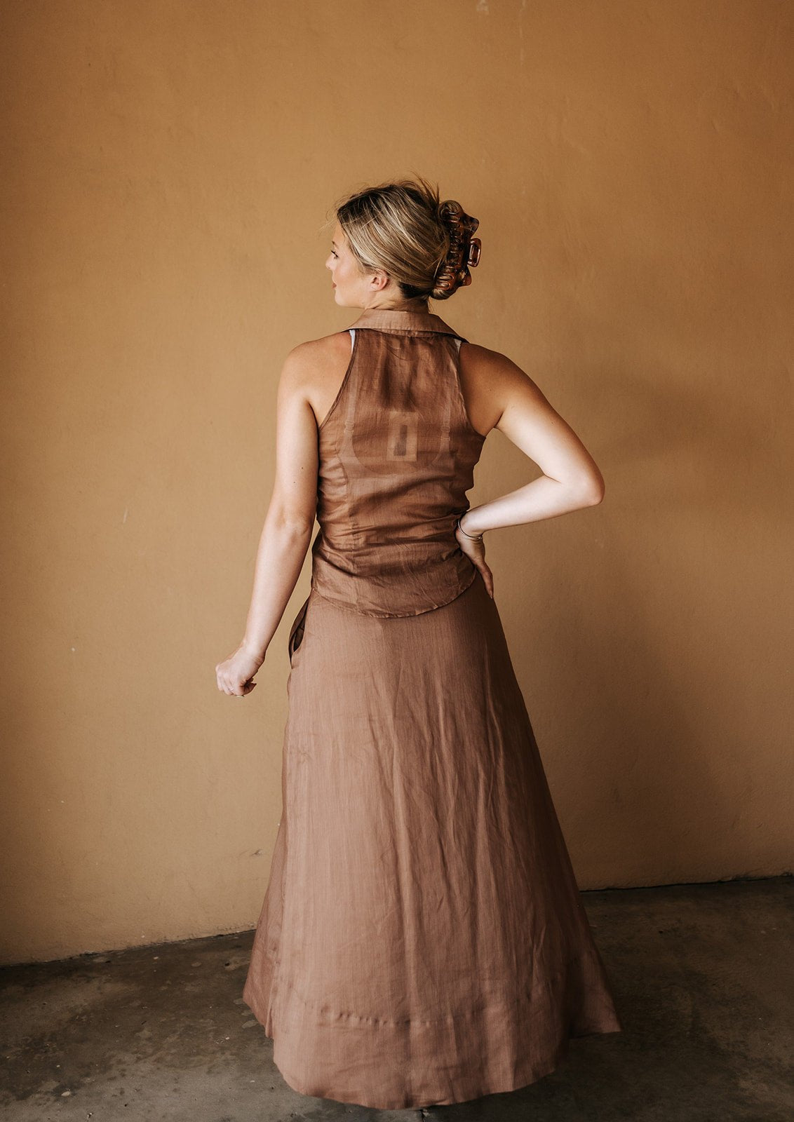 Caramel Maxi Slit Skirt RA4565 - Southern Soule Designs