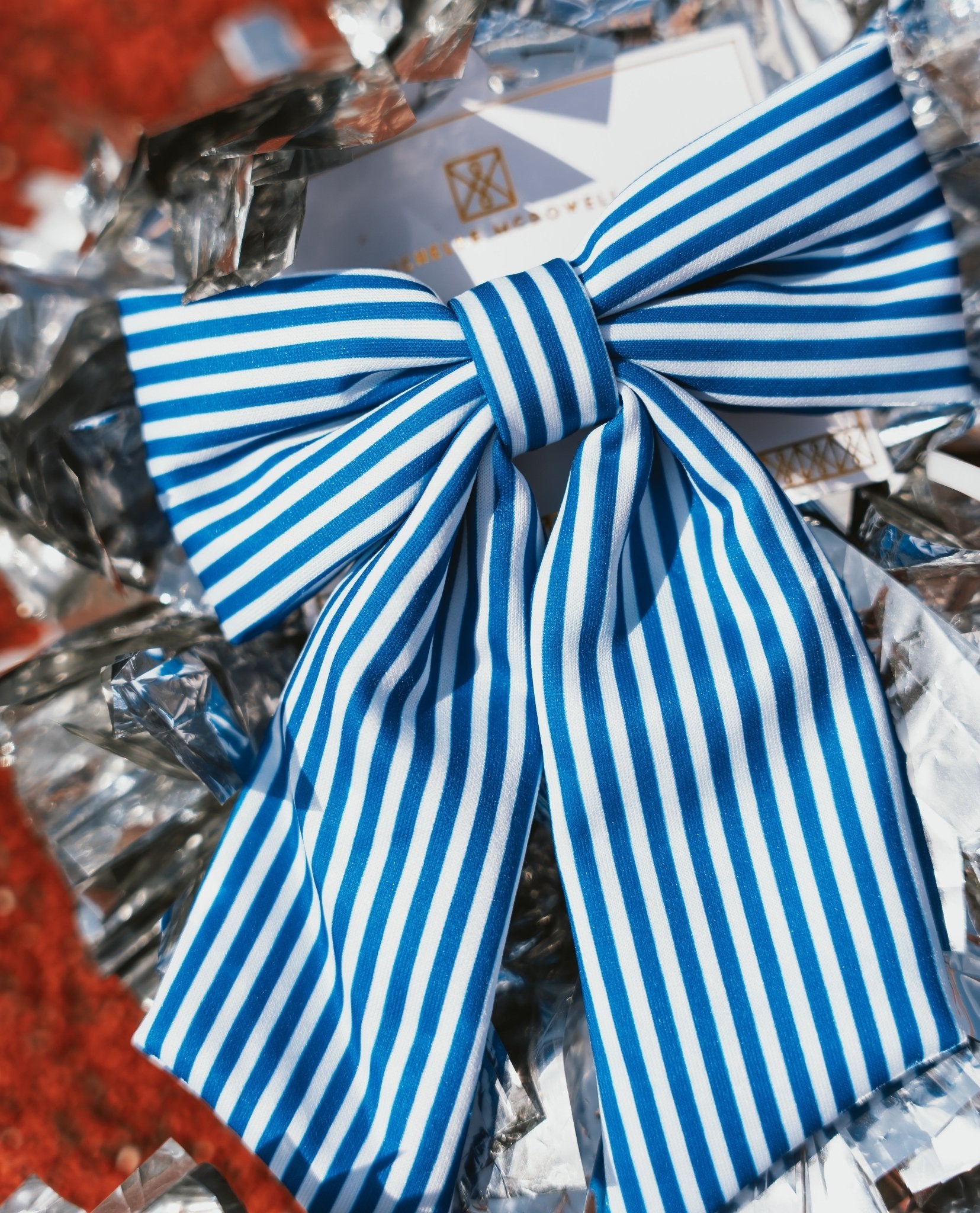 Carly Hair Bow Blue & White 62662 - Southern Soule Designs