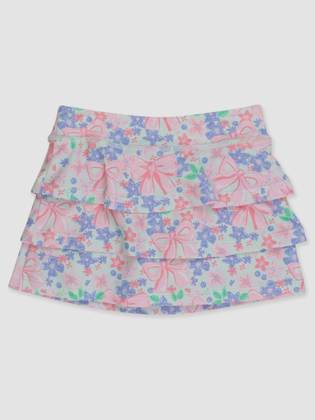 Girls Bow Blooms Tiered Active Skort