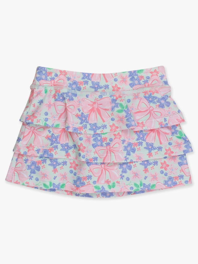 Girls Bow Blooms Tiered Active Skort
