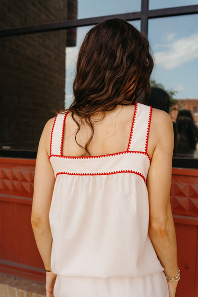 Champagne/Red Embroidered Tank and Shorts WL25 - 10117 - Southern Soule Designs