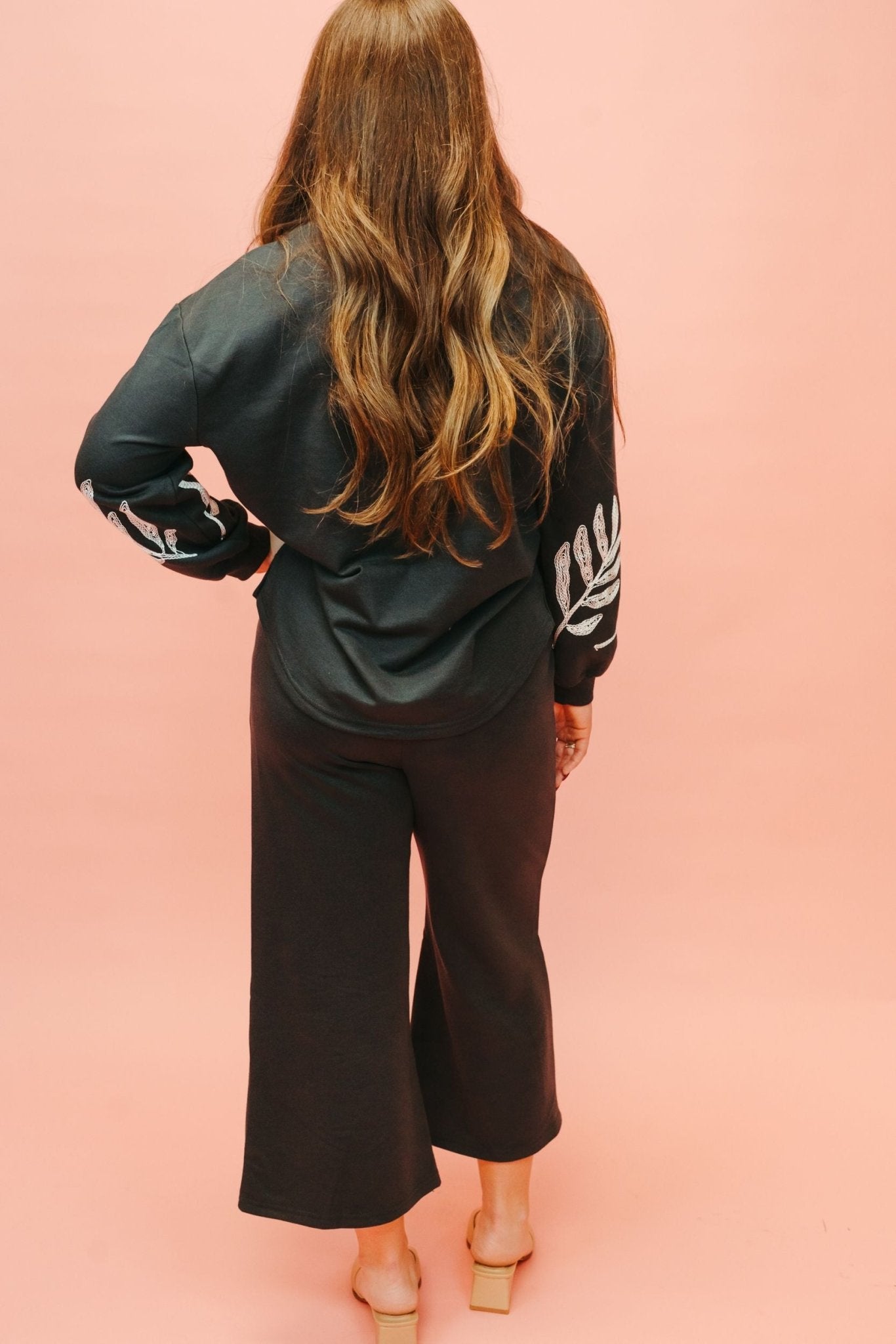 Charcoal Embroidered Detailed Pants P7292 - Southern Soule Designs