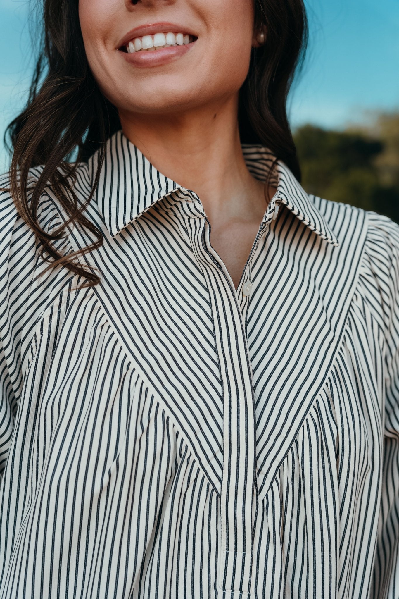 Charcoal Striped Long Sleeve Mini Dress D25128 - Southern Soule Designs