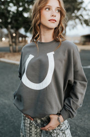 Charcoal/White Horseshoe Sweater WL25 - 11186 - Southern Soule Designs