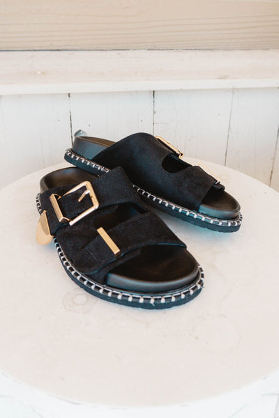 Charlotte Black Suede Sandal - Southern Soule Designs