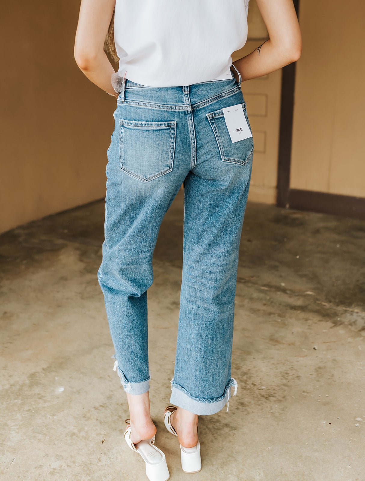 Charming Mid Rise Medium Dark Slim Wide Jeans T7245 - Southern Soule Designs