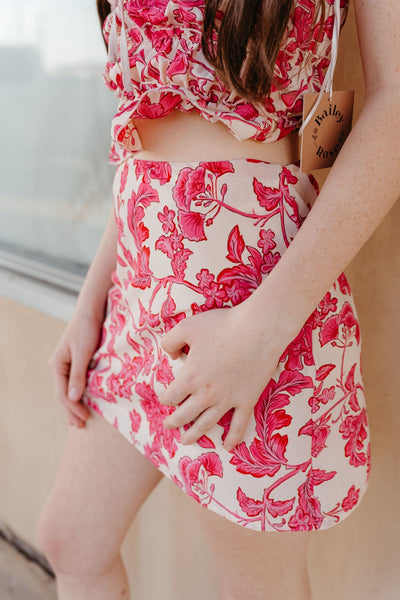 Cherry Blossom Floral Bias Cut Mini Skirt BRK1343 - 56 - Southern Soule Designs