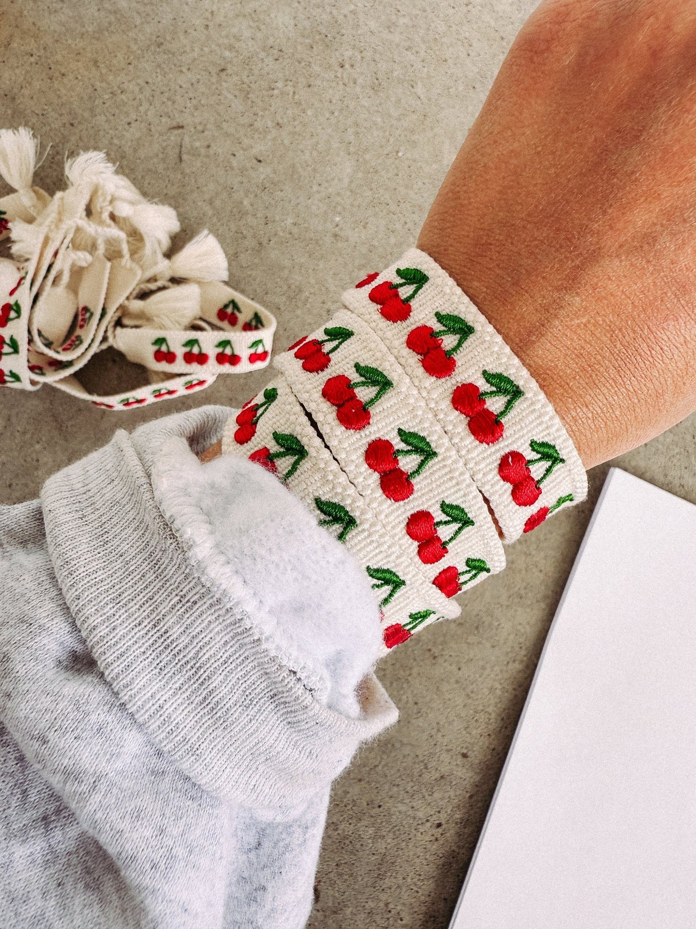 Cherry Embroidered Bracelet - Southern Soule Designs