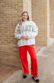 Cherry Linen Pants with Side Contrast Detail TF26-0321 - Southern Soule Designs
