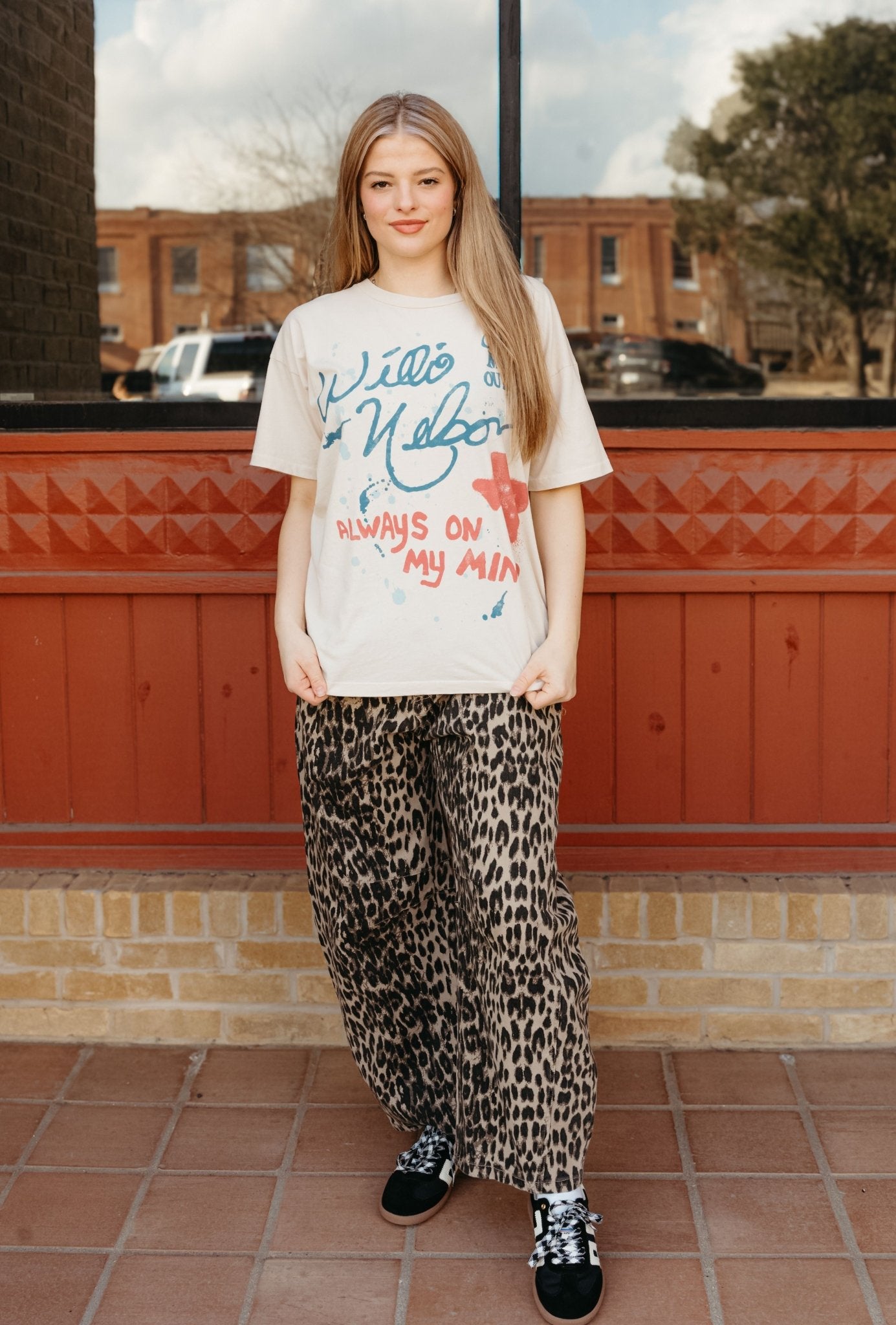 Chestnut Leopard Print Barrel Jeans PG10640 - Southern Soule Designs
