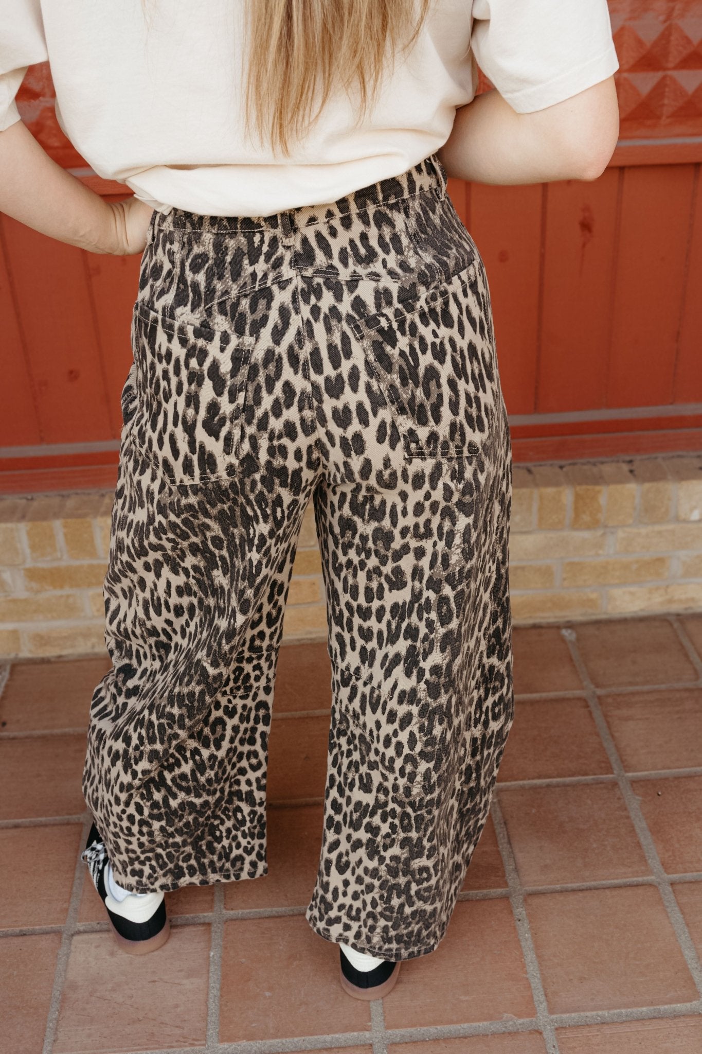 Chestnut Leopard Print Barrel Jeans PG10640 - Southern Soule Designs