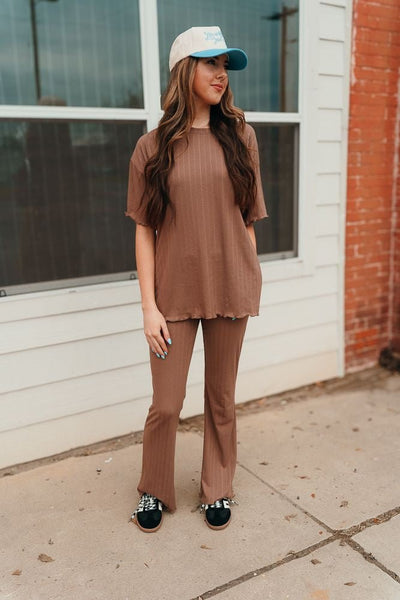 Chestnut Ribbed Knit Top and Pant Set WL24 - 8803 - Southern Soule Designs