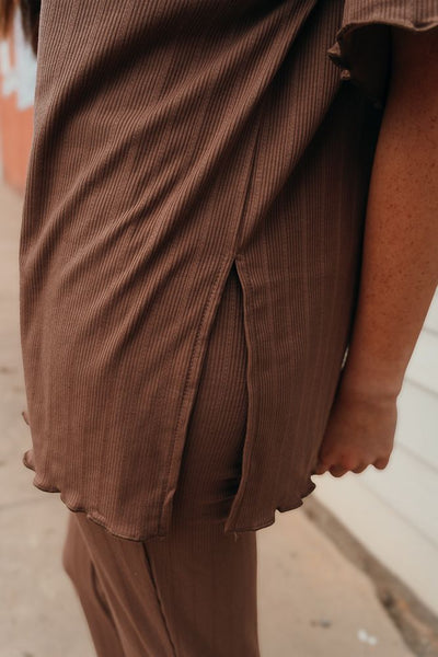 Chestnut Ribbed Knit Top and Pant Set WL24 - 8803 - Southern Soule Designs