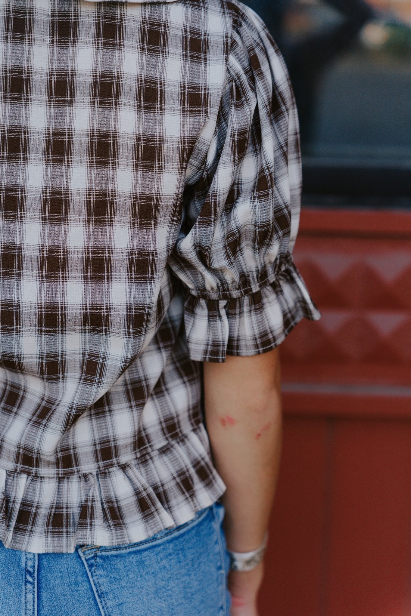 Chocolate Checker Blouse TBT14181 - Southern Soule Designs