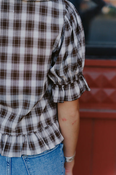 Chocolate Checker Blouse TBT14181 - Southern Soule Designs