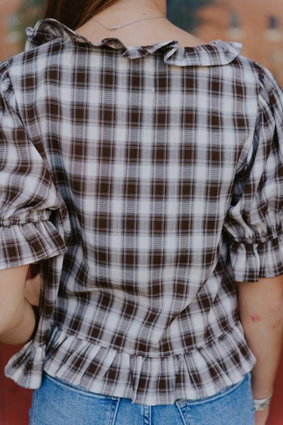 Chocolate Checker Blouse TBT14181 - Southern Soule Designs