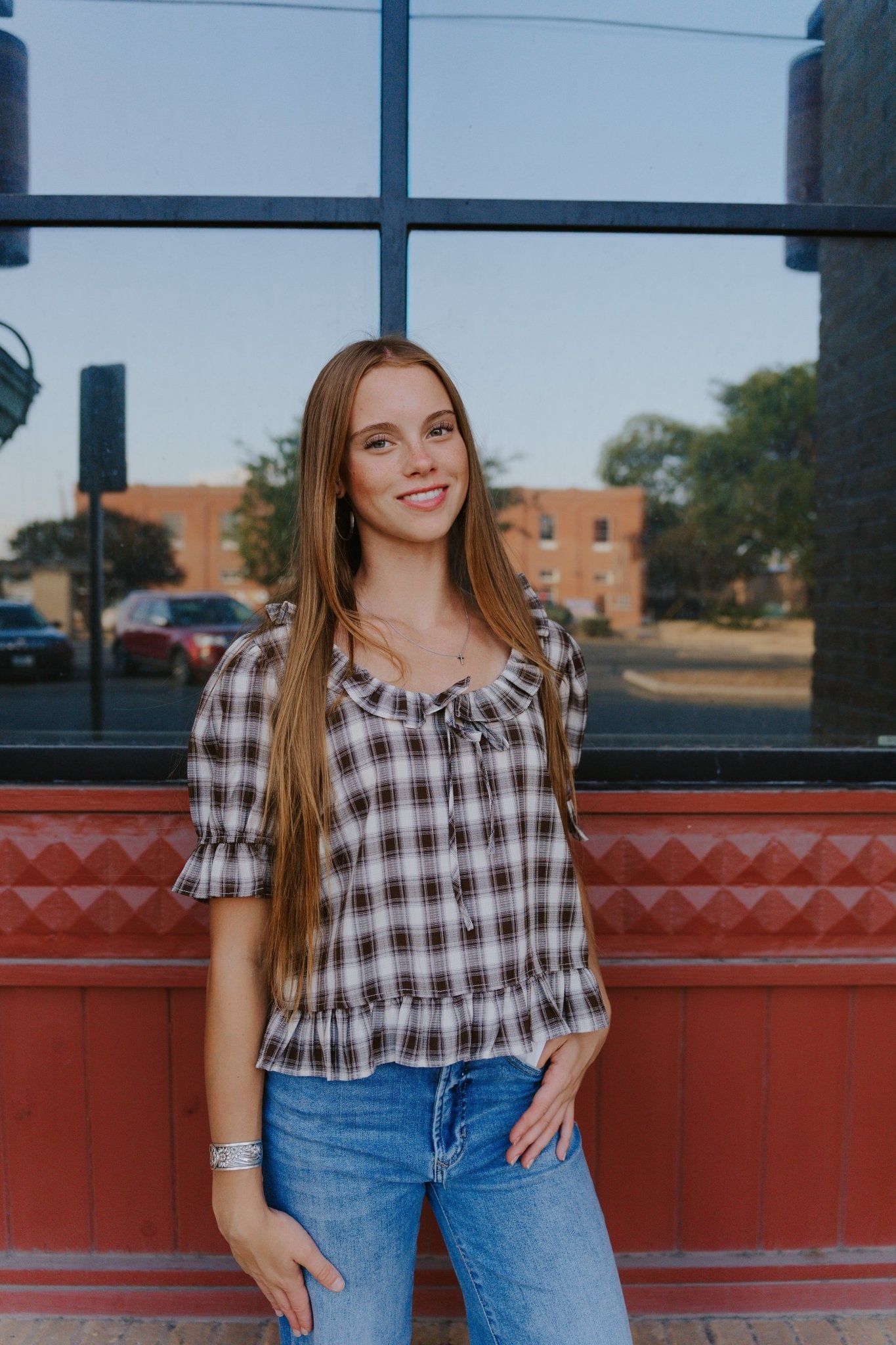 Chocolate Checker Blouse TBT14181 - Southern Soule Designs