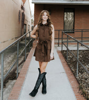 Chocolate Mini Halter Dress SU50312 - Southern Soule Designs