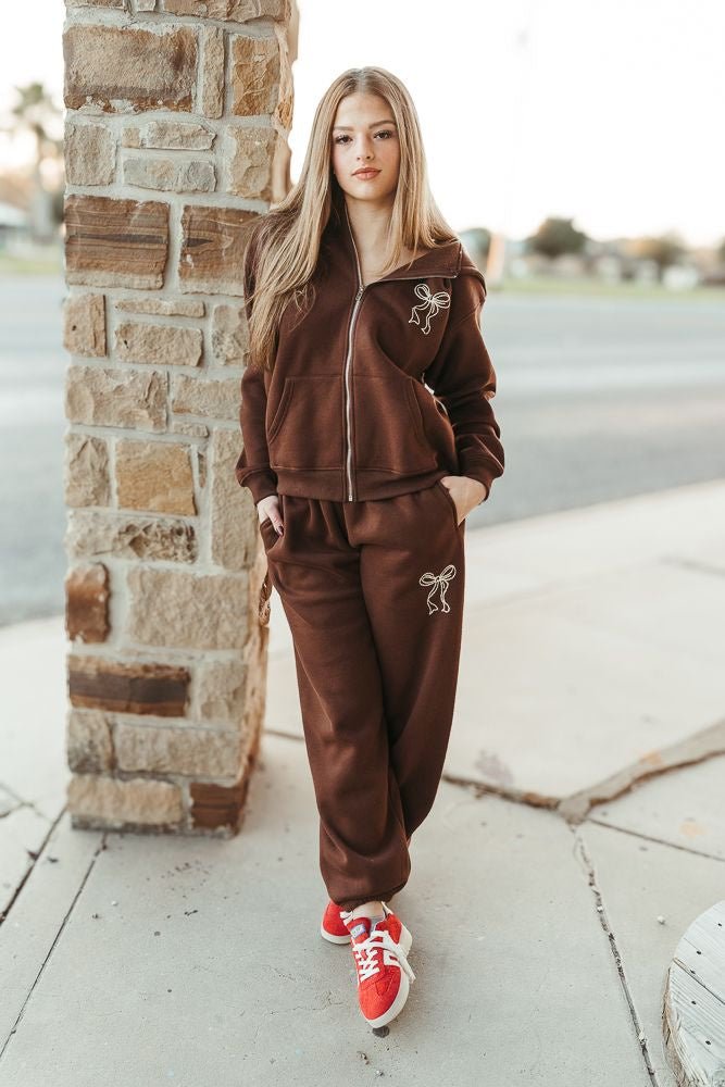 Chocolate Ribbon Embroidered Sweatpants BRP3190-1 – Southern Soule