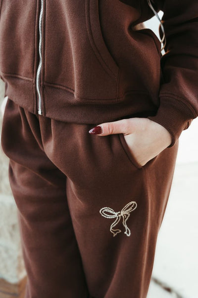 Chocolate Ribbon Embroidered Sweatpants BRP3190 - 1 - Southern Soule Designs