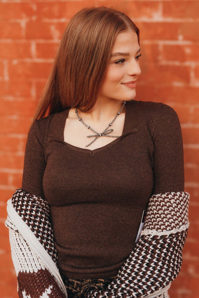 Chocolate Shimmer Sweater BW32T05288 - Southern Soule Designs