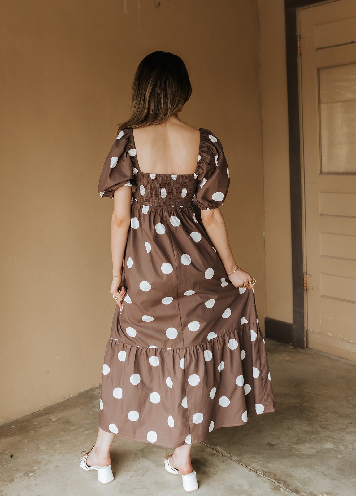 Chocolate/White Polka Dot Maxi Dress WL25 - 12140 - Southern Soule Designs