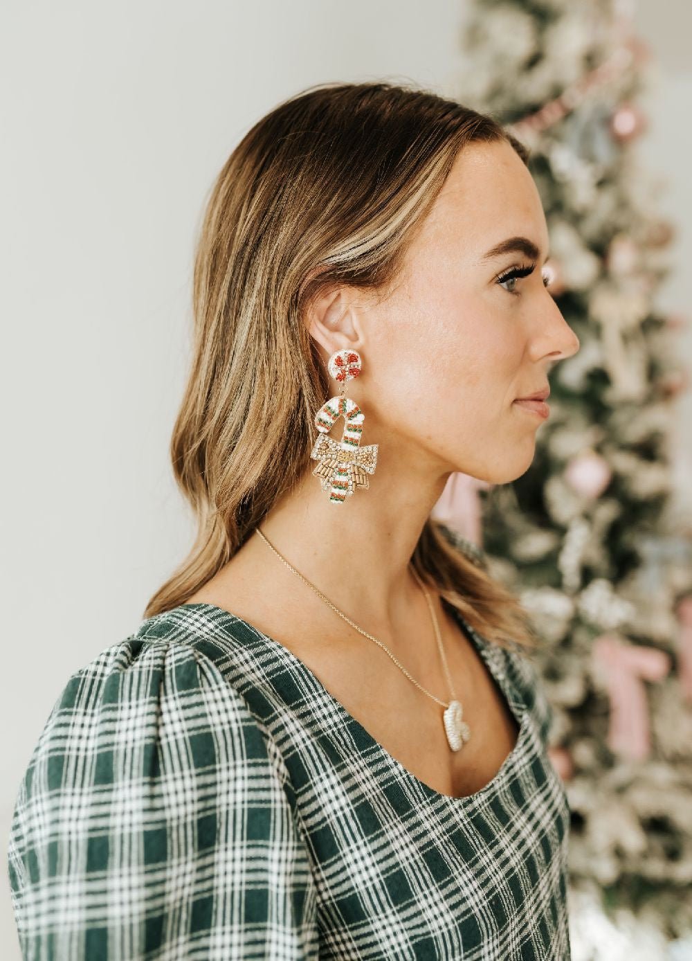 Christmas Candy Cane Beaded Earrings - Southern Soule Designs