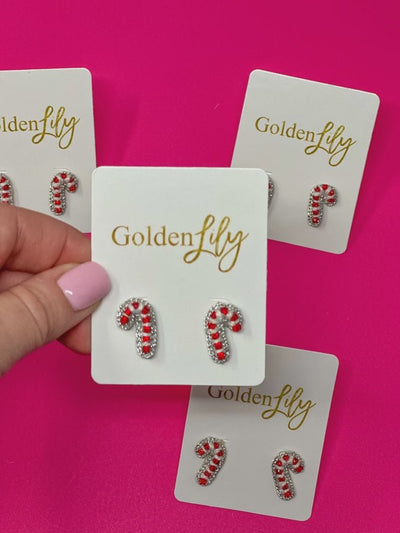 Christmas Candy Cane Stud Earrings - Southern Soule Designs