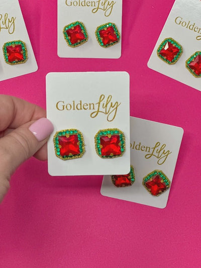 Christmas Rhinestone Stud Earrings - Southern Soule Designs