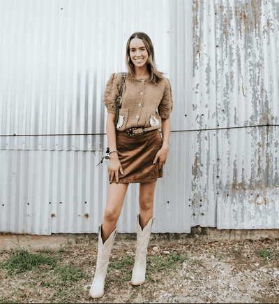 Ciera Suede Mini Skirt Coconut ZK253337 - Southern Soule Designs