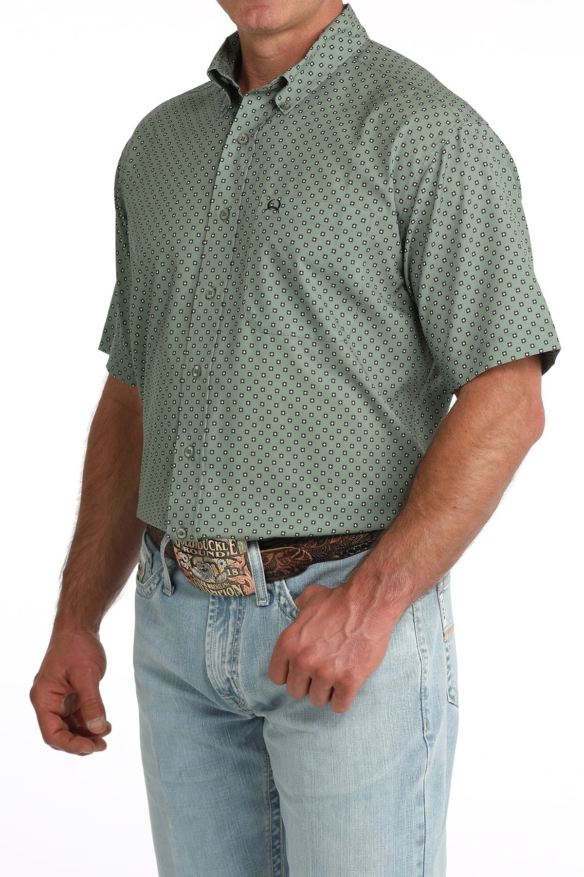 Cinch Arenaflex SS Print Shirt Olive MTW1704176 - Southern Soule Designs