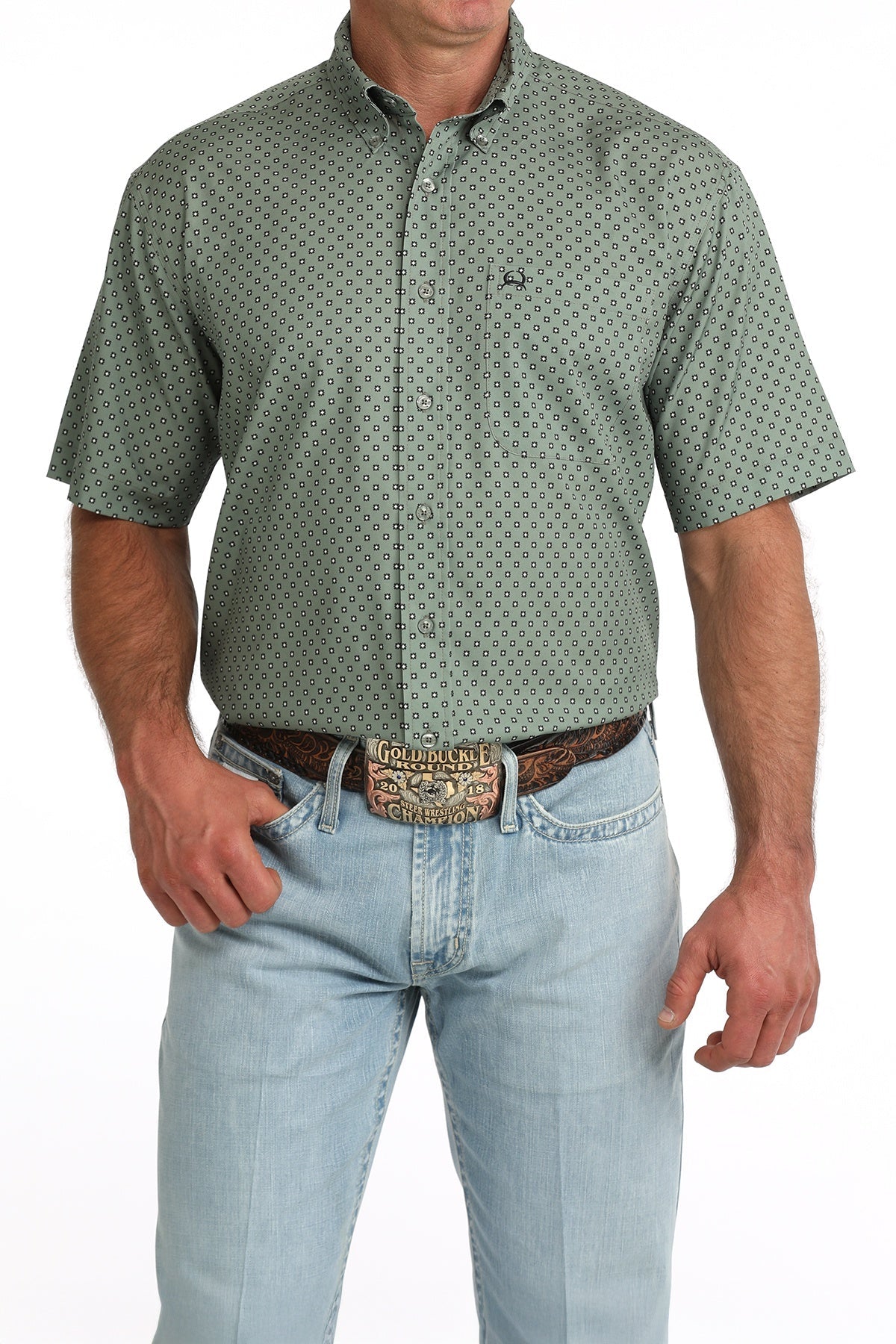 Cinch Arenaflex SS Print Shirt Olive MTW1704176 - Southern Soule Designs