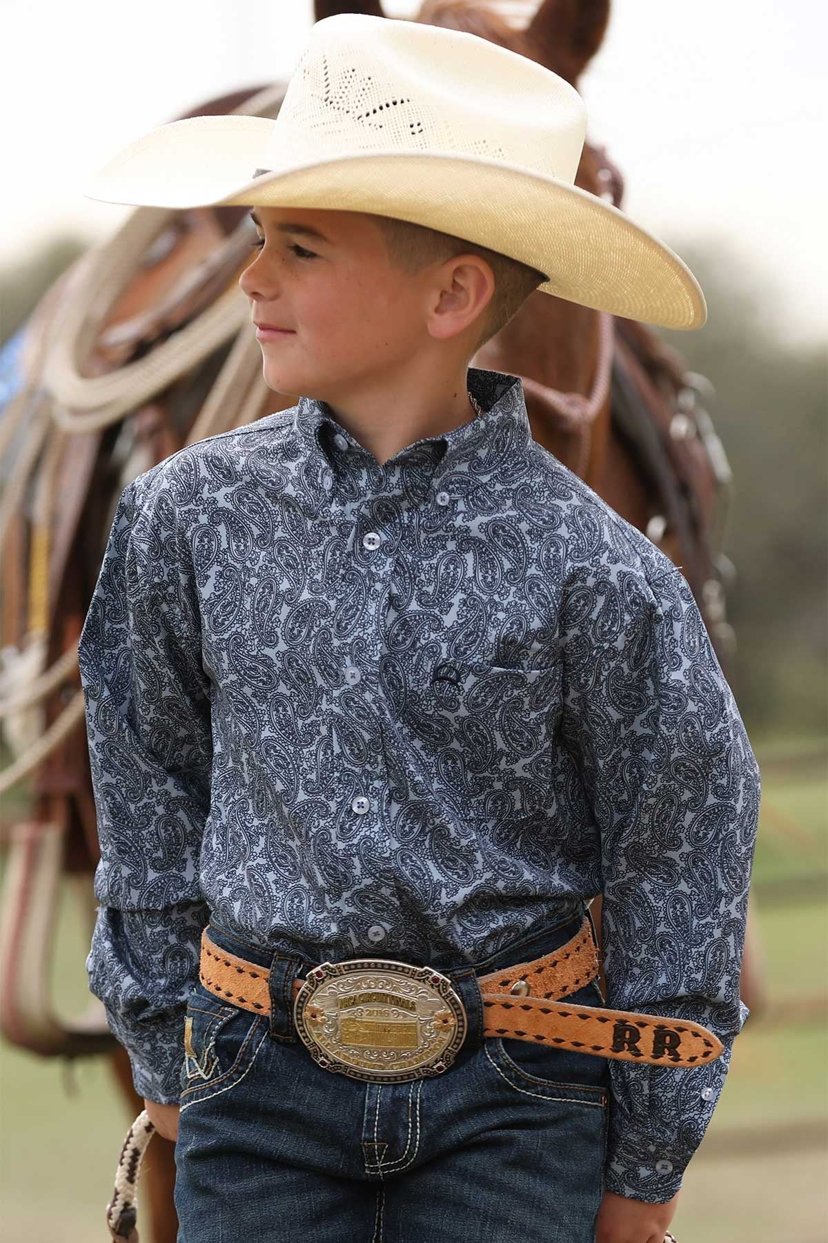 Cinch Boys Long Sleeve Arenaflex Shirt Light Blue MTW7060415 - Southern Soule Designs