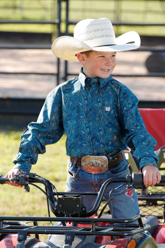 Cinch Boys Long Sleeve Print Shirt Blue MTW7060370 - Southern Soule Designs