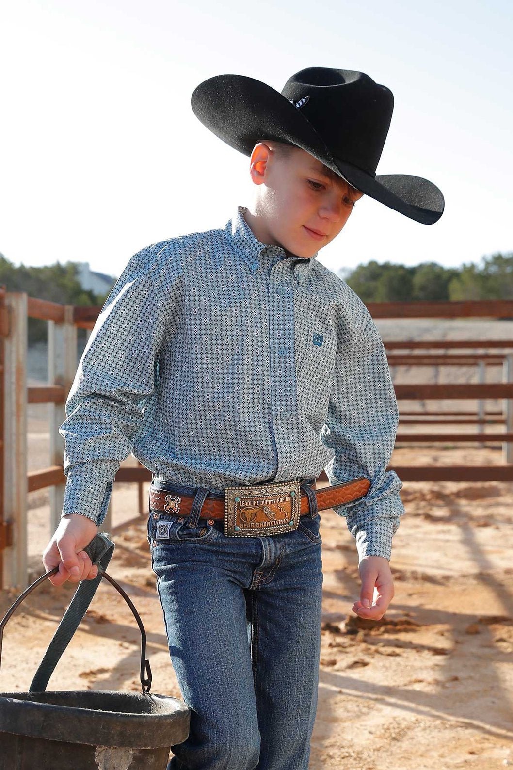 Cinch Boys Long Sleeve Print Shirt Green MTW7060371 - Southern Soule Designs