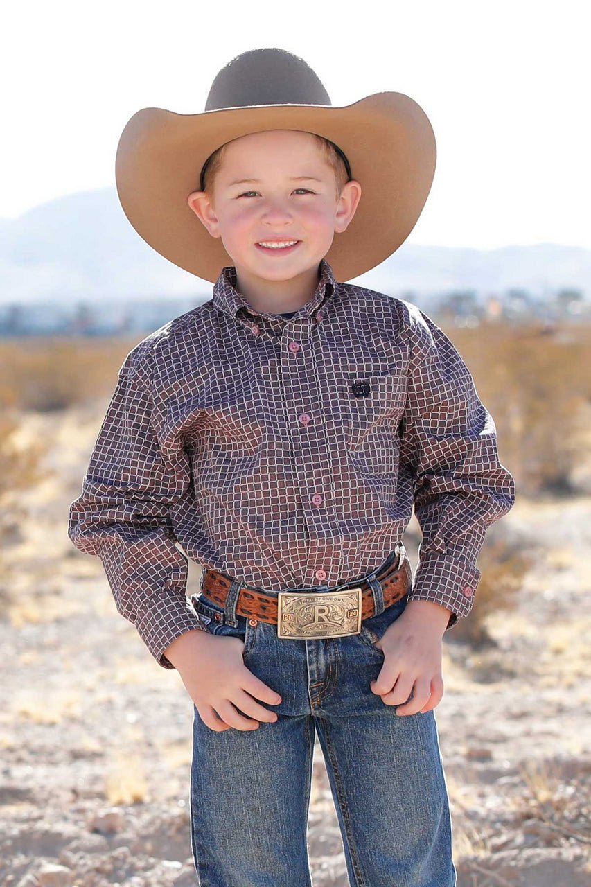 Cinch Boys Long Sleeve Print Shirt Pink MTW7060403 - Southern Soule Designs