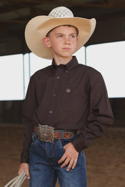 Cinch Boys Long Sleeve Solid Shirt Brown MTW7060408 - Southern Soule Designs