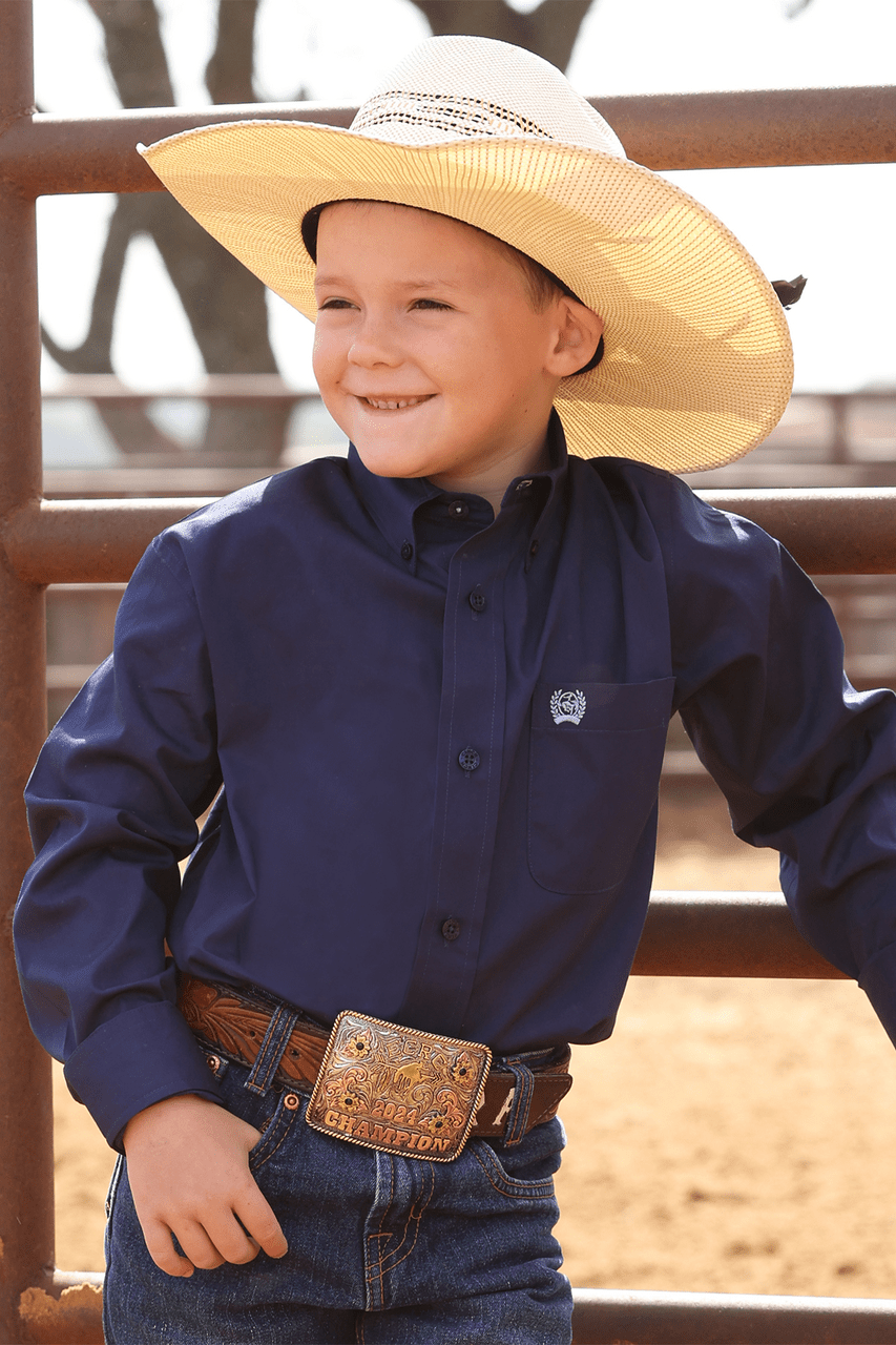 Cinch Boys Long Sleeve Solid Shirt Royal MTW7060412 - Southern Soule Designs