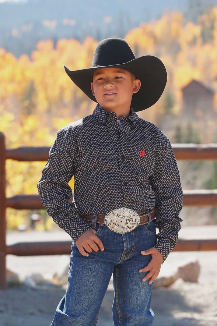Cinch Boys Print Long Sleeve Shirt Black MTW7060396 - Southern Soule Designs
