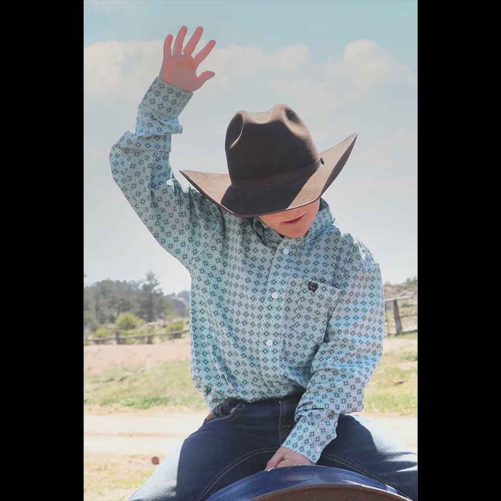 Cinch Boys Print Long Sleeve Shirt Turquoise MTW7060383 - Southern Soule Designs
