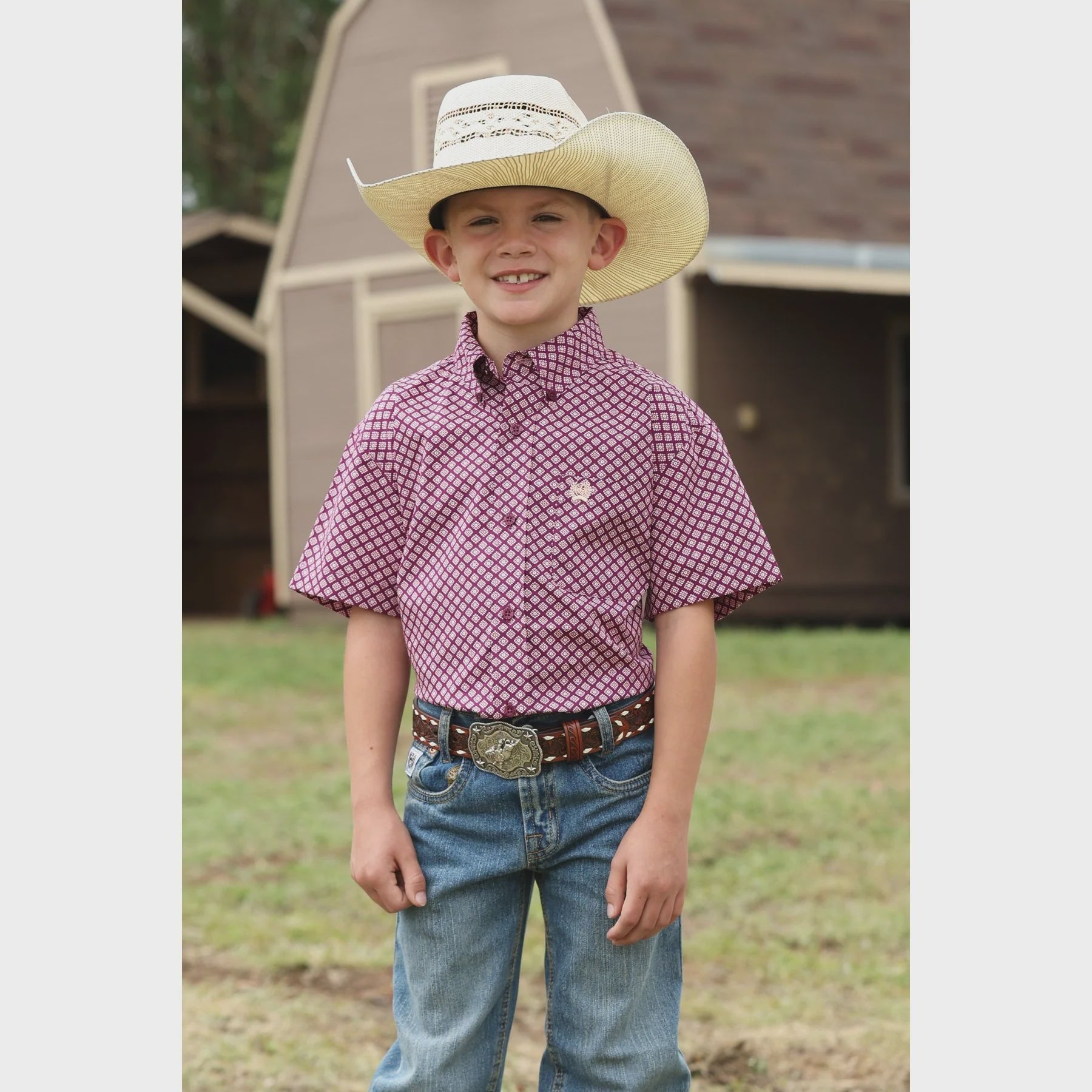 Cinch Boy's Purple Short Sleeve Shirt MTW7140041 - Southern Soule Designs