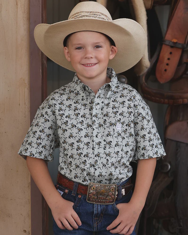 Cinch Boys Short Sleeve Print Shirt Gray MTW7140038 - Southern Soule Designs