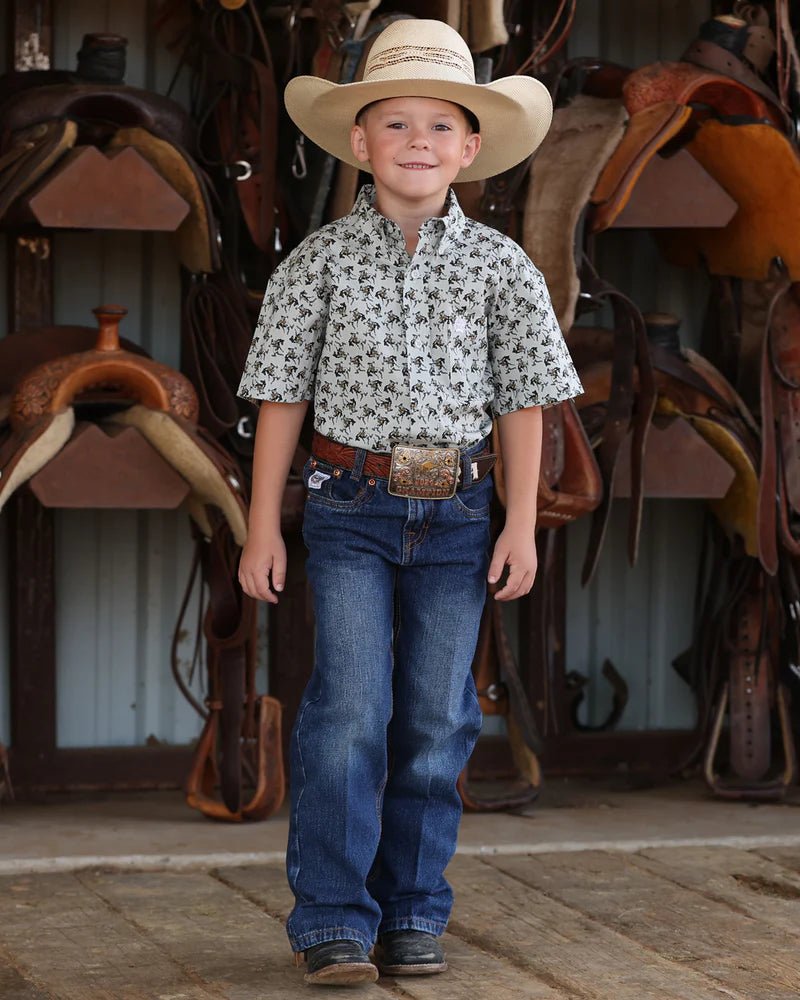 Cinch Boys Short Sleeve Print Shirt Gray MTW7140038 - Southern Soule Designs